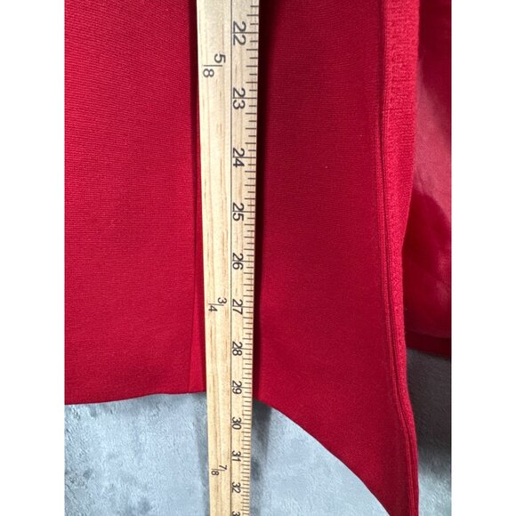 Kasper Red Womens Blazer Jacket M With Zipper Pockets & Ruched Sleeves - Picture 6 of 8